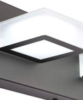 Close-up of Two Lights Black Modern Bathroom Vanity Light With Acrylic LED Wall Fixture, sleek black frame and frosted shade.
