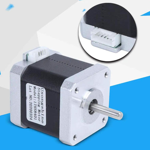 17HS8401 NEMA 17 high torque CNC stepper motor kit with 4 pin cable for 3D printers and machining equipment, showing motor and connector