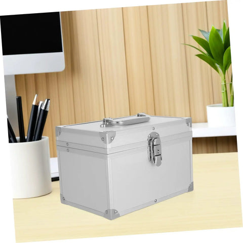 Lockable Portable Double Layer Tool Box Case With Ergonomic Handle Aluminum Alloy Build Spacious Storage Rugged Carrying Case For Pros Engineers And Field Techs Ideal For Outdoor Operations on desk