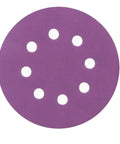 Five inch purple hook loop sandpaper disc with holes for dust extraction, part of Dude, grab this epic sandpaper set of 10.