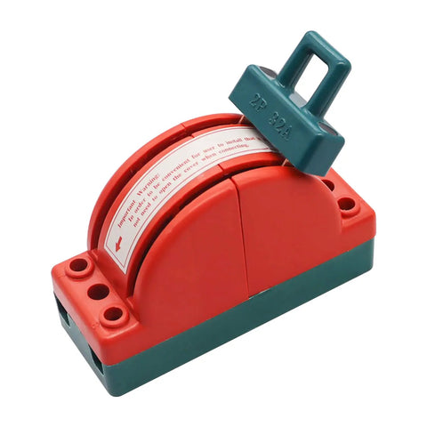 Heavy Duty 32A 0-380V DPDT Knife Disconnect Switch 2 Pole Double Throw Safety Power Disconnect For Industrial Equipment Red And Green Indicator Tough As Nails Rugged Build For Real World Use, angled view