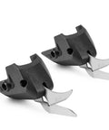 Premium Dual Replacement Blades for Electric Scissors Multipurpose Cutting Tool Perfect For Fabric Leather Cardboard Paper And Canvas. Close-up of sharp stainless steel blades.