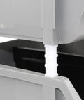 Close-up of Extra Large Stackable Storage Bins Two Pack With Heavy Duty Polypropylene Build For Big Time Bulk Storage In Gray