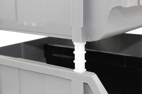 Close-up of Extra Large Stackable Storage Bins Two Pack With Heavy Duty Polypropylene Build For Big Time Bulk Storage In Gray