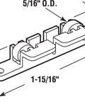 Slick Glide 5/16 Inch Concave Steel Tandem Replacement Rollers For Sliding Windows With Rugged White Nylon Housing No Hassle Swap And Reliable Duo Pack Track Assembly, detailed diagram showing dimensions.