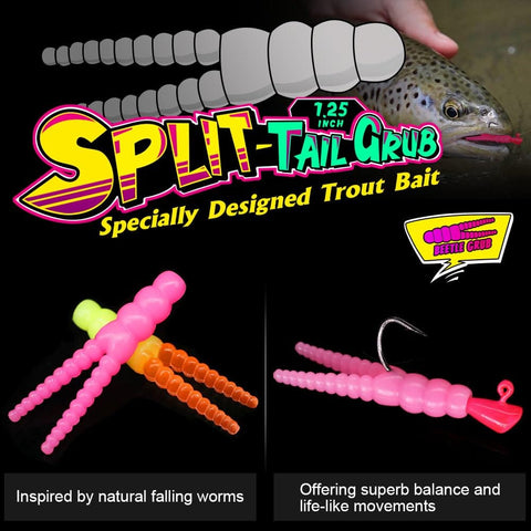 Trout Fishing Kit With 165 Pieces Including Split Tail Grub Worms, Shad Dart Jig Heads, Floats And Sinkers for Creek and River Angling