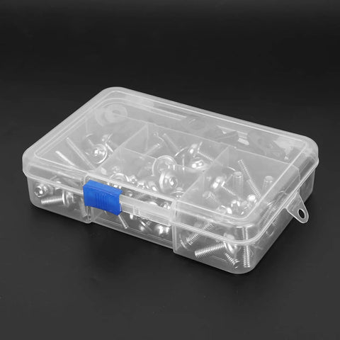 Motorcycle Fairing Screw Kit Aluminum M5 M6 177 Piece Set with washers in clear box for sportbike repair