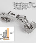 165 Degree Wide Angle Cabinet Hinge With Soft Close No Drill Easy Install shown with specifications