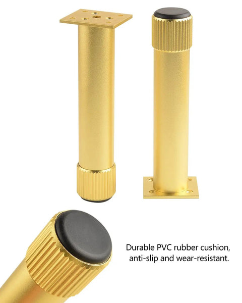 Switch Up Your Setup With These Durable Adjustable Furniture Legs Crafted From Heavy Aluminum Alloy Featuring Quick Height Tweaks On Twist Base Ideal For Beds Couches Cabinets And Shelves Comes In Sweet Gold