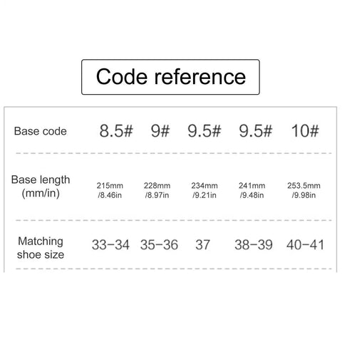 Size chart for Quad Roller Skate Plate Upgrade For Two Row And Four Wheel Setups Easy Install Skating Bracket For Shoes Modification
