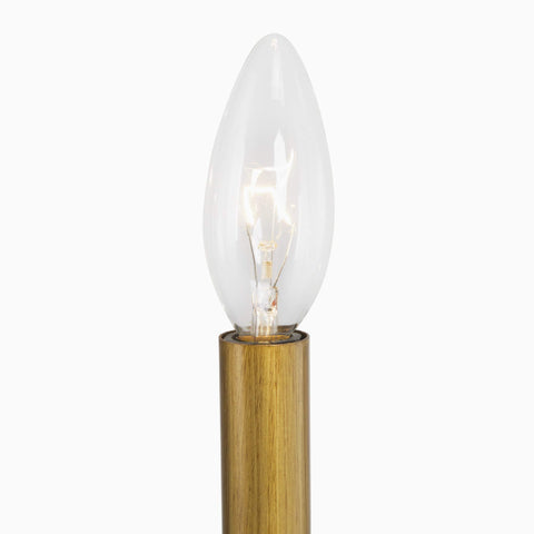 Close-up of a vintage Edison bulb in the Gold Brass Six Light Chandelier For Dining Room And Living Room, Modern Brass Fixture