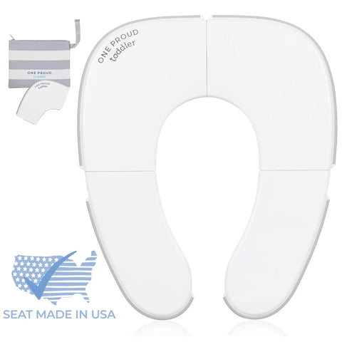 Foldable Travel Potty Seat For Toddlers, Rock Solid And Slim Baby Toilet Training Chair For Road Trips, No Hassle Packable Design Made Right Here In The Usa