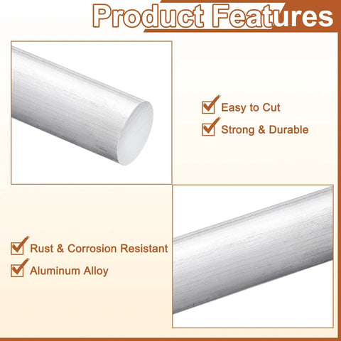 Round Aluminum Rod 18mm Diameter, 11 Inch Length, 7075 Aluminum Bar Stock for Lathe Projects, DIY Crafts, Heavy Duty Industrial Use, Built to Last, Corrosion Resistant Aluminum Rod shown in close-up