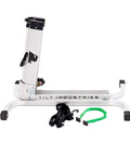 Bike Balance Trainer And Repair Stand Combo with aluminum frame and straps for cyclists.