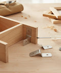 10-Pack Z Shaped Corner Braces for Picture Frames and Furniture, Chrome Plated Steel Right Angle Connectors on wooden frame