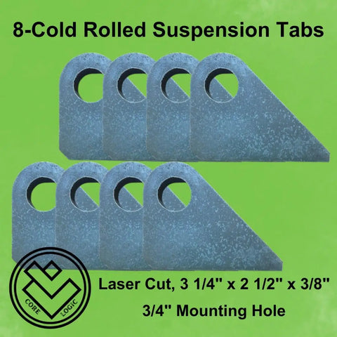 Hella Tough Heavy Duty Suspension Mount Tabs Cold Rolled Steel Shock And Axle Bracket Plates For Off Road Race Cars and custom fabrication projects, set of 8 laser cut tabs.