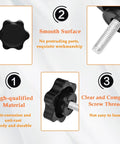 Front view: Aifeier ET four-piece black star-shaped M6x20mm hand knob set with screws for umbrella bases (Amazon).