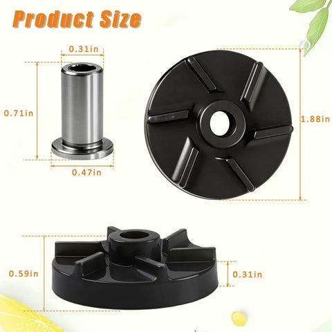Premium Magnetic Impeller And Heavy Duty Bearing Housing For Cold Drink Machines product size details with nylon and stainless materials.