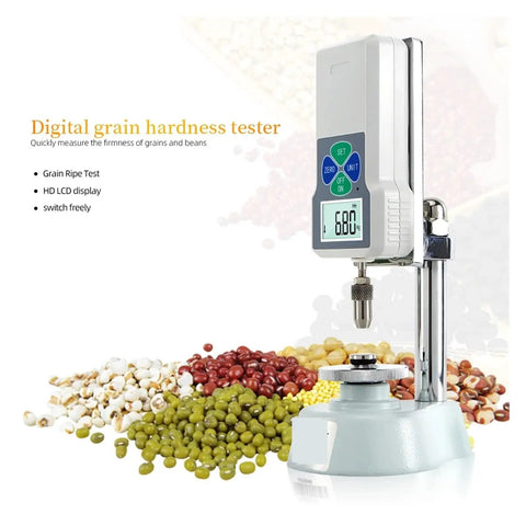 Real Deal Digital Grain Hardness Tester And Sclerometer Durometer Machine with HD LCD display measuring grains.
