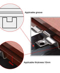 Close-up of 100 Pieces Decking Hidden Spacer Fasteners Board Clips with Self Tapping Screws Stainless Steel DIY Hardware installed in groove.