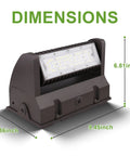 40W LED Full Cutoff Wall Pack Light With Adjustable Rotatable Head 5400LM 5000K IP65 dimensions 9.45x5.86x6.81 inches