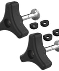 Two Pack Lawn Mower Handle Knob And Bolt Kit With Triangle Bolts Universal Replacement Accessories, black knobs and bolts.