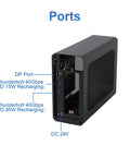 Image showing ports on External Egpu Enclosure With Thunderbolt 4 Usb4 Compatibility And 240W Power Supply for graphics card connectivity.
