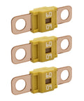 Heavy Duty Three Pack AMI Midi Automotive Fuses Offering Sixty Amp Bolt On Mounting For Smooth Circuit Protection Across Cars Trucks Golf Carts And Pickup Beds No Hassle Install.