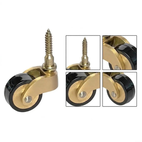 Solid Build Heavy Duty Brass Caster Wheels With Seamless 360 Swivel Ball Bearing Vintage Industrial Stem Pedestal Base close-up view