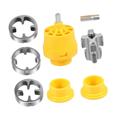 Durable Pvc Pipe Threader Kit With Electric Drill Compatible Die Set For Fast 1-2-3-4 Inch plumbering threads including cutter plates.