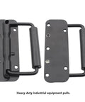 Two Pack Spring Loaded Chest Handle Pulls With Rubber Grip Surface Mount For Chests Trunks Crates And Storage Boxes Heavy Duty Thickened 2mm Iron Hardware Built To Last And Ready For Rough Indoor Outdoor Use, showing front view.