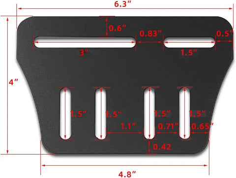 Two Piece Heavy Duty Bed Frame Brackets Modification Plates Adapter Connector For Headboard Footboard Wood Furniture Gap Fixer with dimensions.