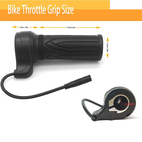 Full Twist E Bike Throttle Grip 22.5mm 3 Pin Waterproof SM Connector 24V To 72V For Electric Bicycle Scooter Motorbike Motorcycle With Bafang Mid Drive Compatibility BBS01B BBS02B BBSHD