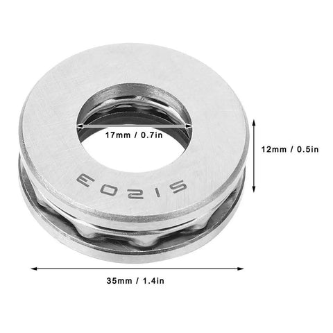 51203 Axial Thrust Ball Bearing for heavy-duty machinery, steel, dimensions 35mm x 12mm, visible raceway, smooth rotation.