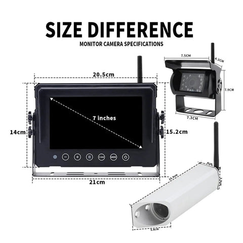 No Sweat Wireless Forklift Camera System With Quick Snap Magnetic Battery And Precision Laser Guide 7 Inch Split Screen Monitor Rear View Backup Cam For Warehouse Lift Trucks Crisp 1080P Night Vision