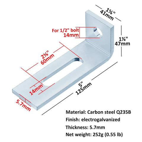 6 Pack L Shaped Connectors For 1 5/8 Strut Channel Heavy Duty Carbon Steel Electro Galvanized Finish Rock Solid Design Fits 1/2 Inch Bolts Built Tough Pro Grade Commercial Hardware