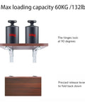 4PCS Triangle Folding Angle Brackets Heavy Duty Shelf Supports with weights showing 60KG capacity and folding mechanism