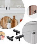 10 Pack Black Square Bar Cabinet Knobs 2 Inch Matte Black Single Hole Kitchen Cabinet Pulls Durable Stainless Steel Installed on Cabinets