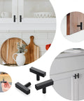 30 Pack Black Square Cabinet Knobs And Pulls 2 Inch Matte Black Single Hole Kitchen Handles Installed in Modern White Cabinets