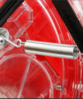 Close-up of a spring mechanism on a Durable Metal Precision Garden Seeder With Clear Seed Storage Box for precise seeding.