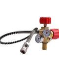 DIN Valve Scuba Adapter With Gauge M18x1.5 DIN Thread High Pressure 4500 Psi 300 Bar PCP Paintball Filling Station attached to hose