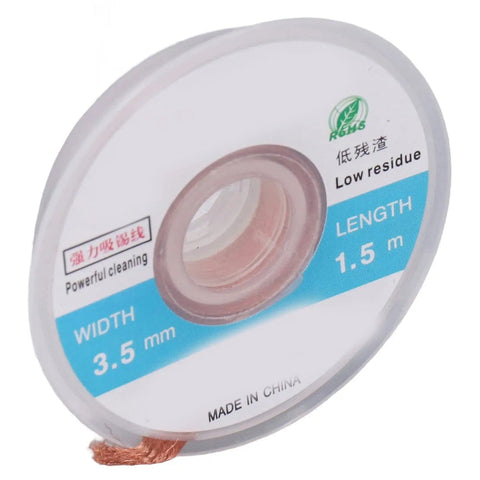 5 Pcs Copper Solder Wick Braids Set, 1.5m Length, 3.5mm Width Pro Grade Solder Desoldering Kit reel close-up