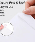 Hand demonstrating self-seal closure on Six By Nine Catalog Envelopes Self Seal White For Mailing Documents Photos Invoices Invitations And Storage In Office Or Home Use 50 Pack Must Have For Filing Letters And Small Office Papers.