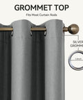 Close-up of NFPA701 Flame Retardant Blackout Curtain Set For Bedroom And Living Room Light Gray 52 By 63 Inches 2 Panels with grommets