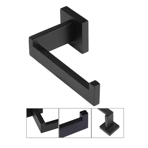 Sturdy SUS304 stainless steel matte black toilet paper holder wall mount with upward bar and open side design for easy roll change