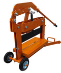 Manual Block Splitter Cutter Portable Paver Cutting Tool For Easy Brick And Stone Cutting Adjustable Cutting Size From 0 To 3.9 Inches And Width Up To 15.7 Inches Built For Quick Labor Saving Work On Job Sites. orange steel manual block splitter cutter with wheels