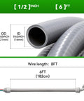 Badass Hella Flexible 1/2 X 6Ft Electrical AC Whip Kit Includes 10 AWG Copper Wire Liquid Tight NonMetallic Conduit dimensions