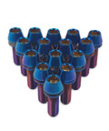 Six Piece Pro Grade Titanium Stem Bolt Kit With Blue Tapered Head Washers M5x20mm Allen Hex 4mm 8.5mm Head Diameter 0.8mm Pitch