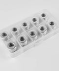 Plastic case containing Beefy Heavy Duty Stainless Steel Flat Washers Set 100 Pack One Quarter Inch To Five Eighths Inch Outer Diameter 304