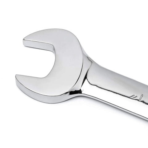 Close-up of 13mm 12 Point Reversible Ratcheting Wrench With 72 Tooth Head Ultra Thin Profile For Tight Spaces Quick 5 Degree Swing Durable Alloy Steel